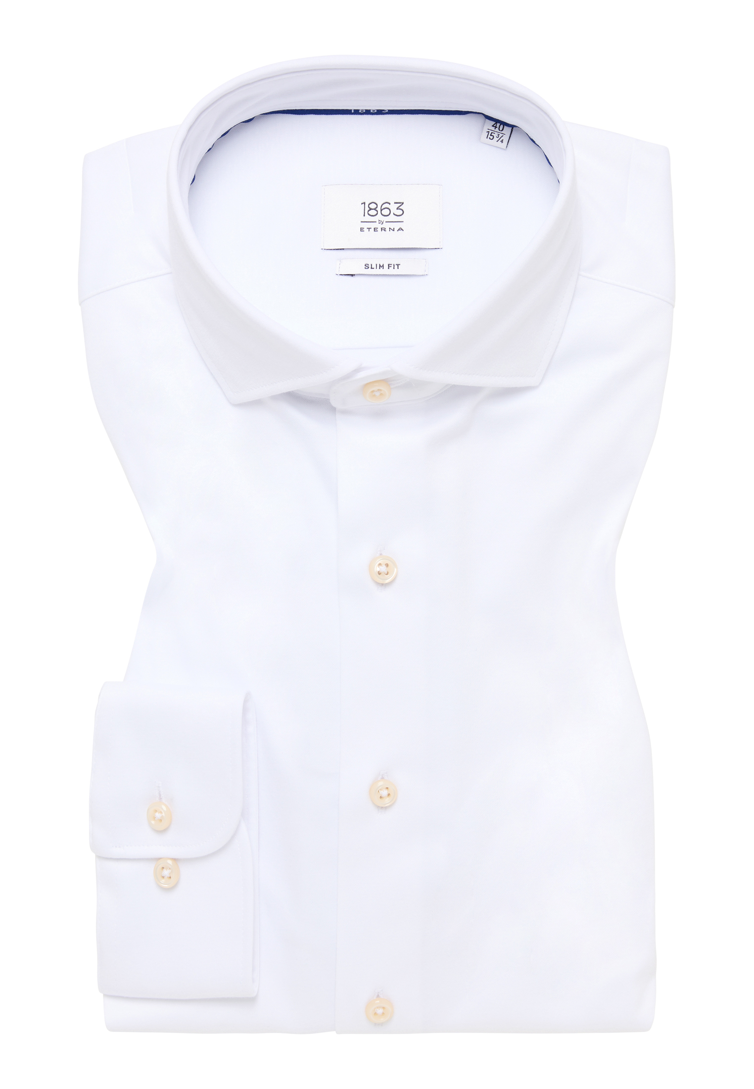 SLIM FIT Jersey | Shirt weiß Langarm 1SH00378-00-01-40-1/1 in 40 | | weiß | unifarben