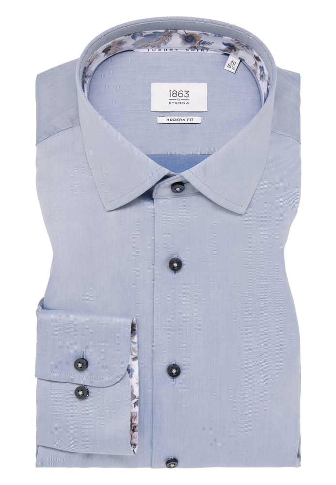 MODERN FIT Luxury Shirt in blaugrau unifarben