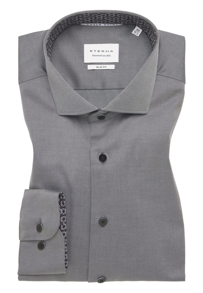 SLIM FIT Cover Shirt in stahlgrau unifarben