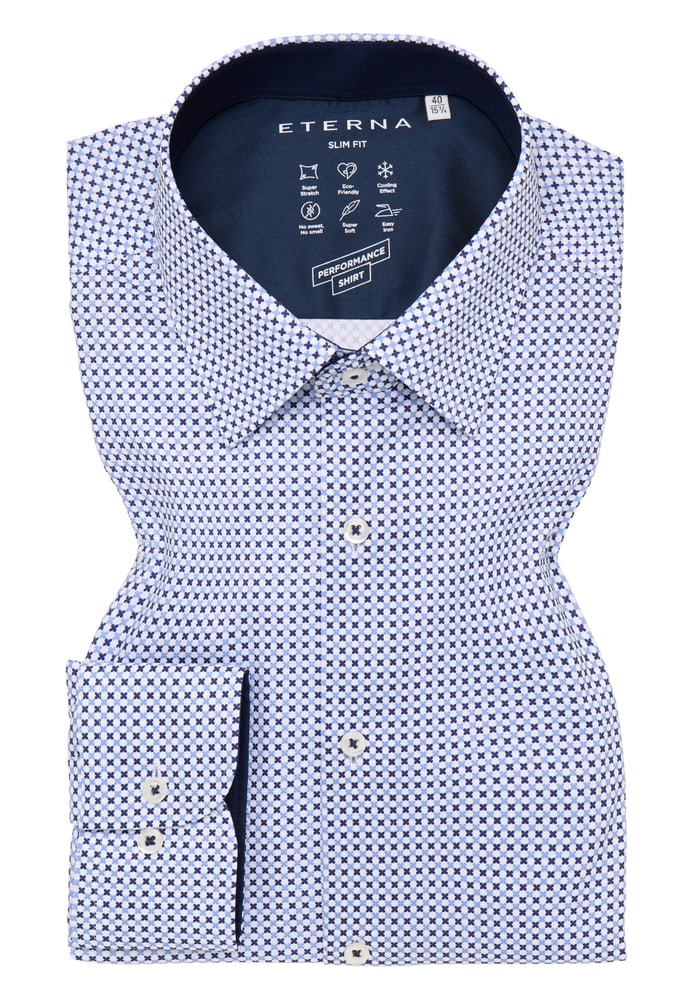 SLIM FIT Performance Shirt in blau bedruckt