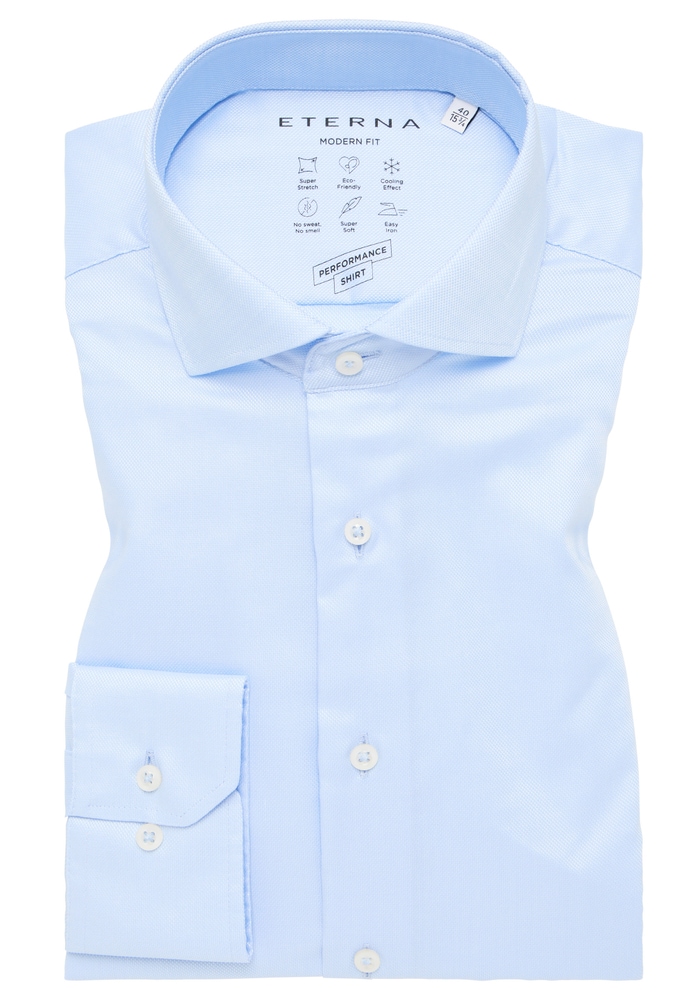 MODERN FIT Performance Shirt in hellblau strukturiert