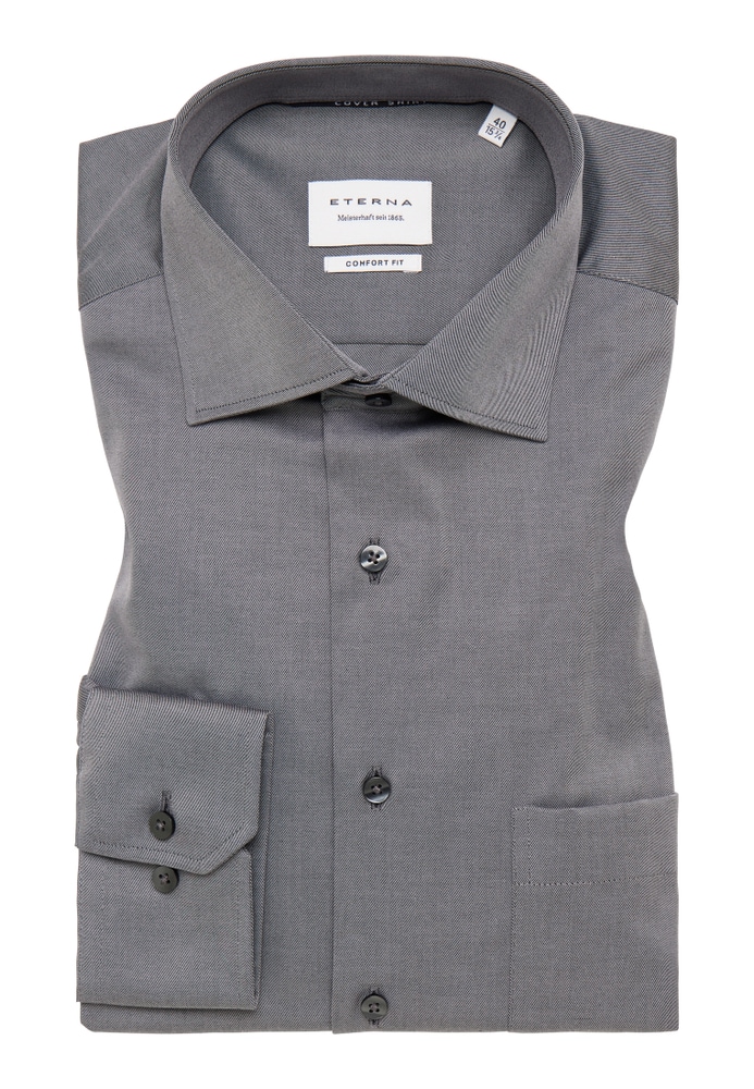 COMFORT FIT Cover Shirt in grau unifarben