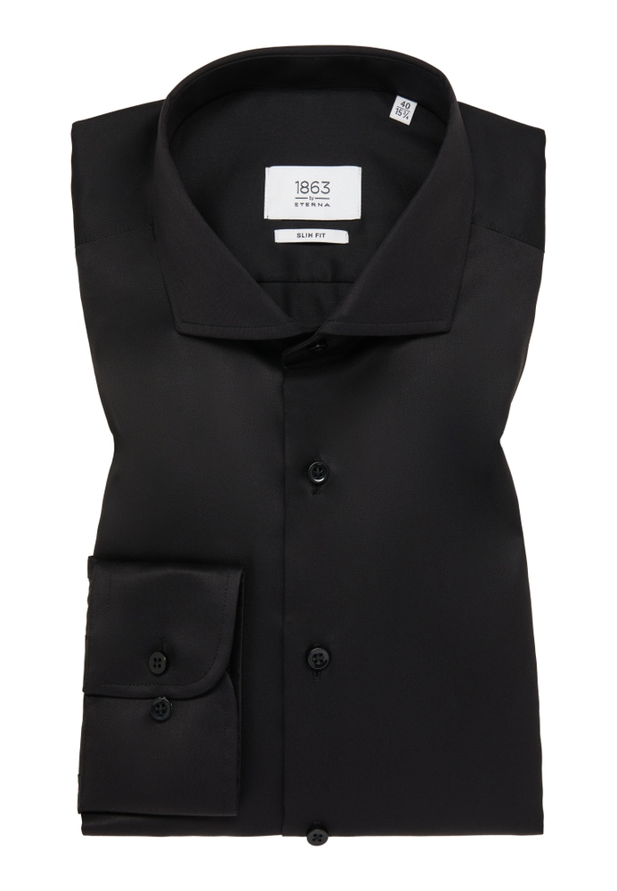 SLIM FIT Luxury Shirt in schwarz unifarben