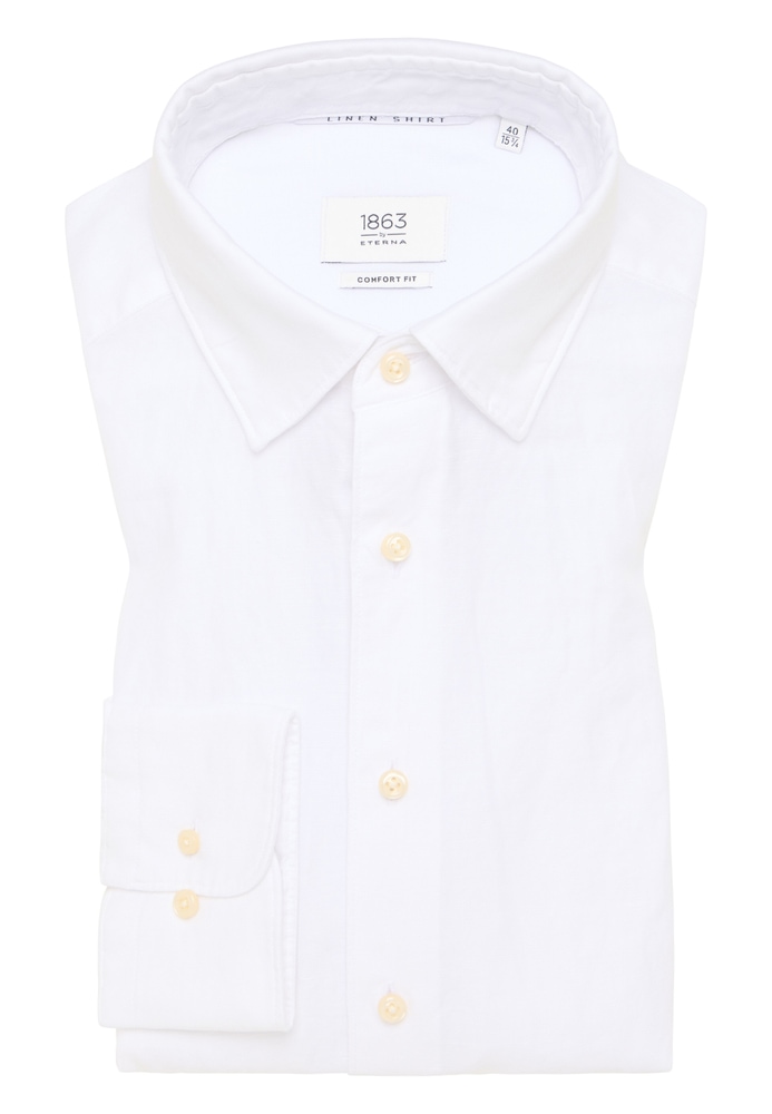 ETERNA Mode GmbH COMFORT FIT Linen Shirt in weiß unifarben