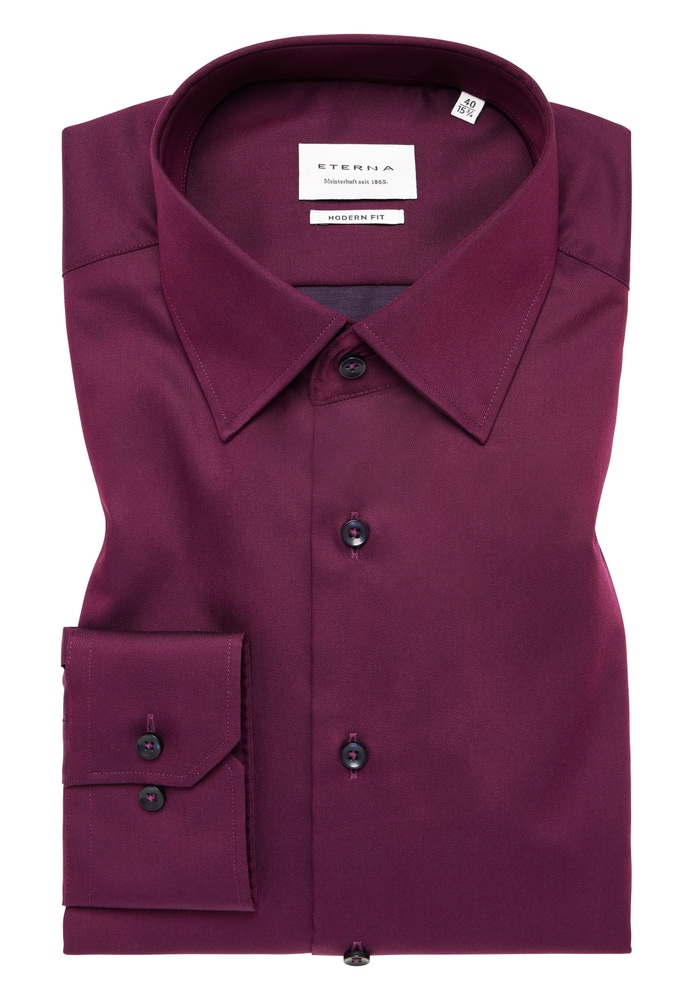 MODERN FIT Hemd in aubergine unifarben