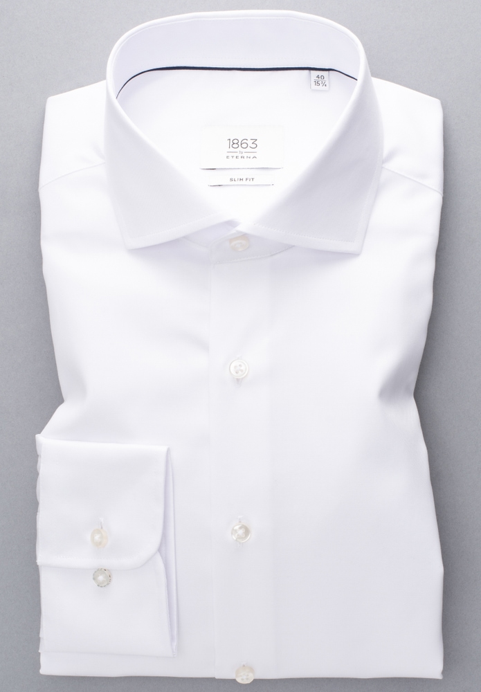 SLIM FIT Luxury Shirt in weiß unifarben