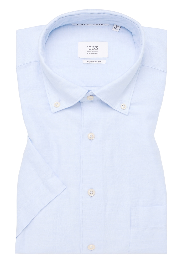 COMFORT FIT Linen Shirt in himmelblau unifarben