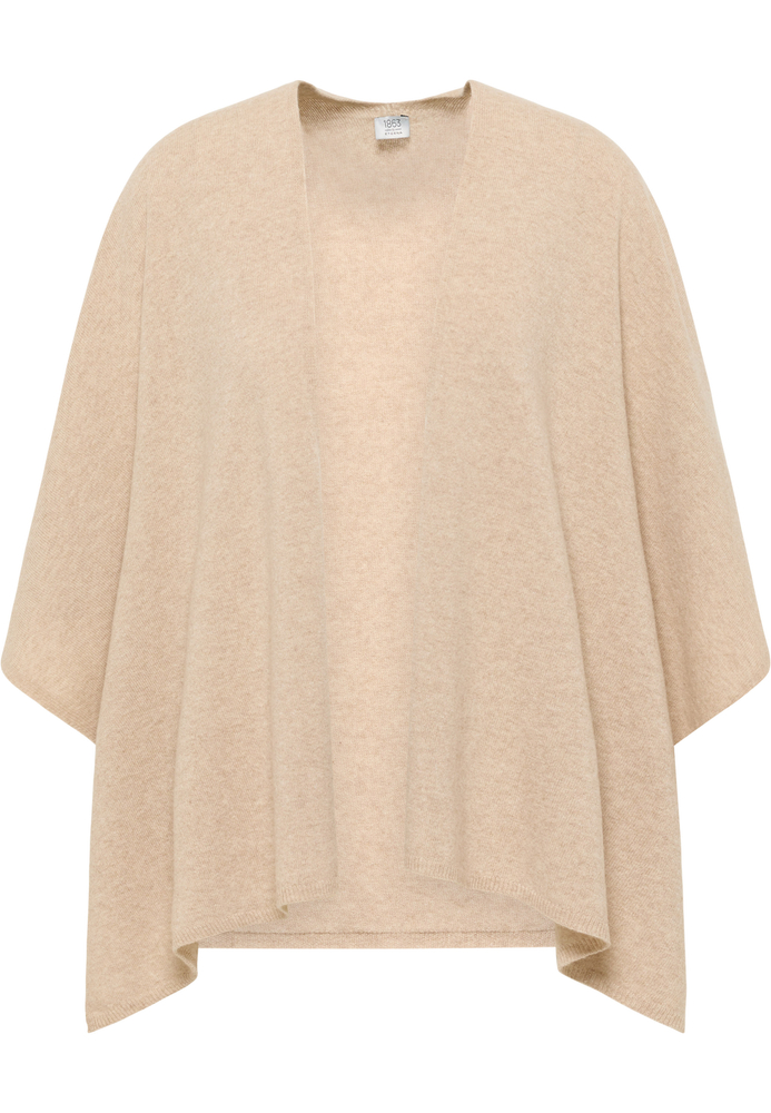 Strick Poncho in sand unifarben