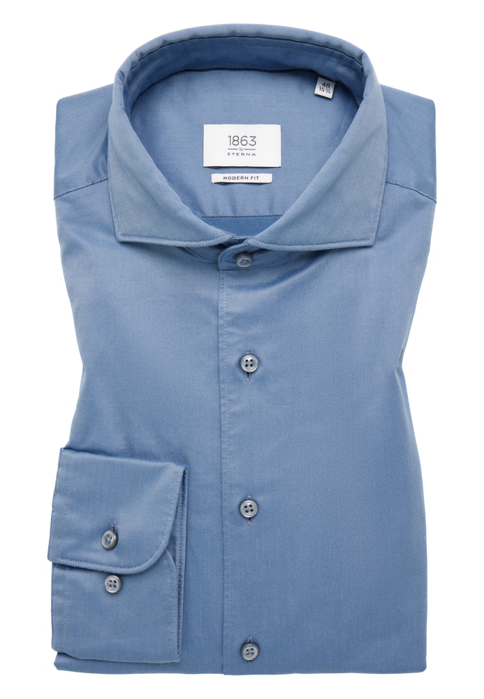 MODERN FIT Soft Luxury Shirt in himmelblau unifarben