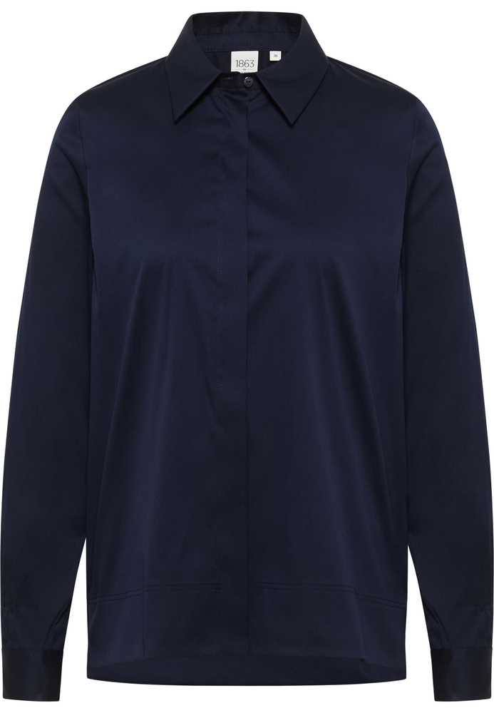 Signature Shirt Bluse in navy unifarben