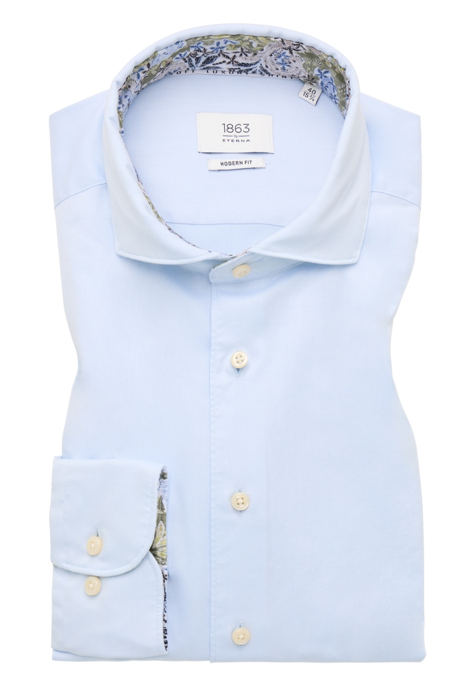 MODERN FIT Soft Luxury Shirt in pastellblau unifarben