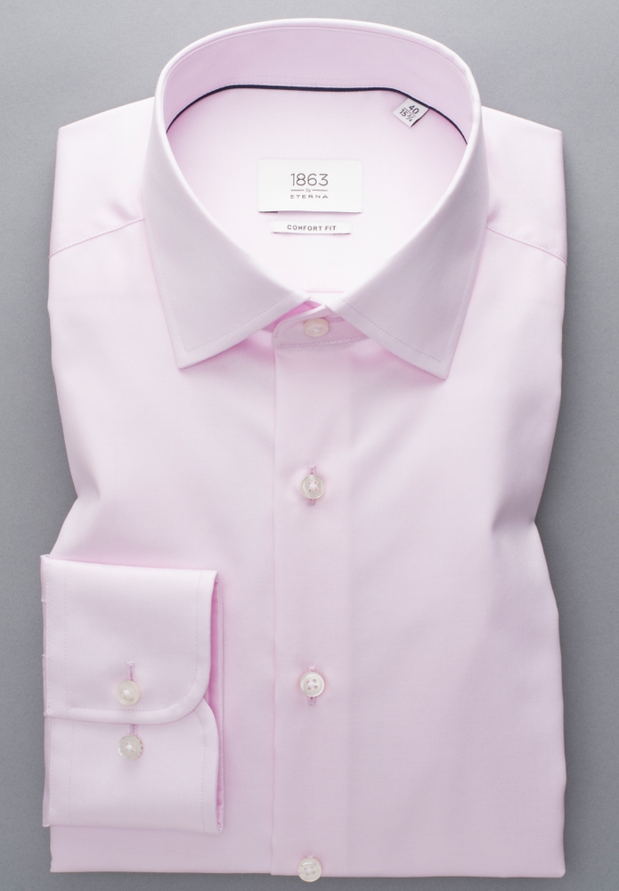 COMFORT FIT Luxury Shirt in rosa unifarben