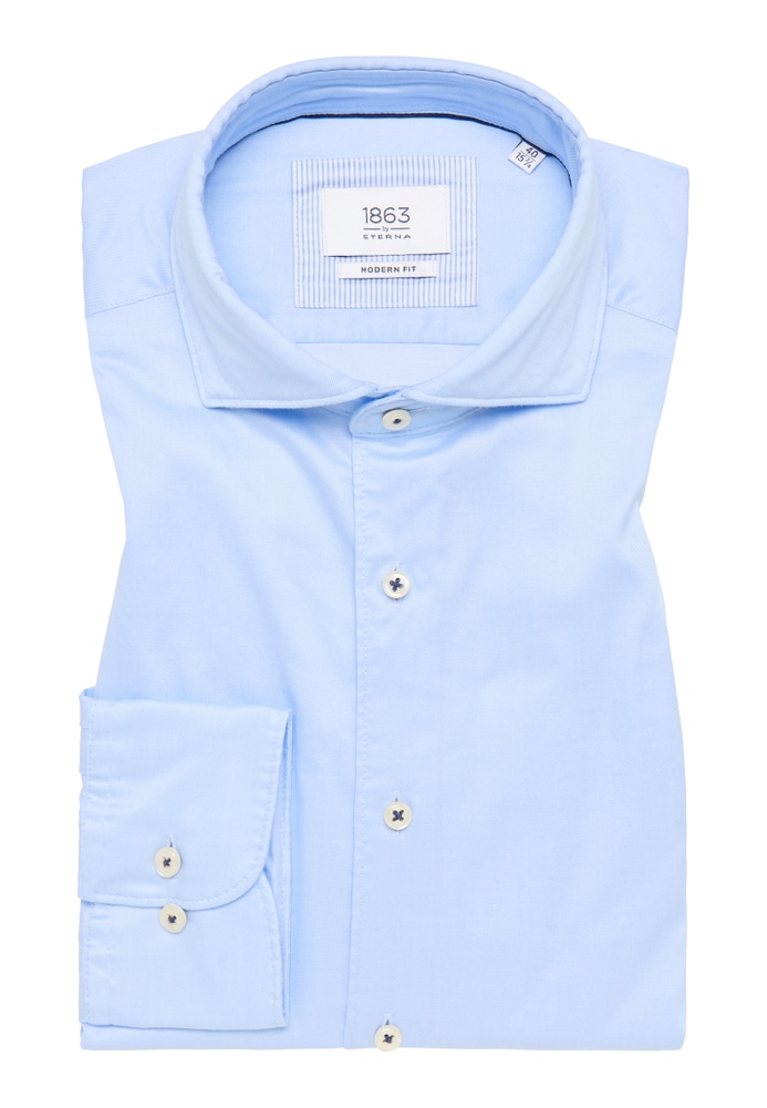 MODERN FIT Soft Luxury Shirt in hellblau unifarben