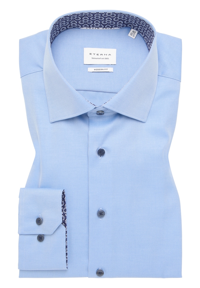 MODERN FIT Cover Shirt in blau unifarben