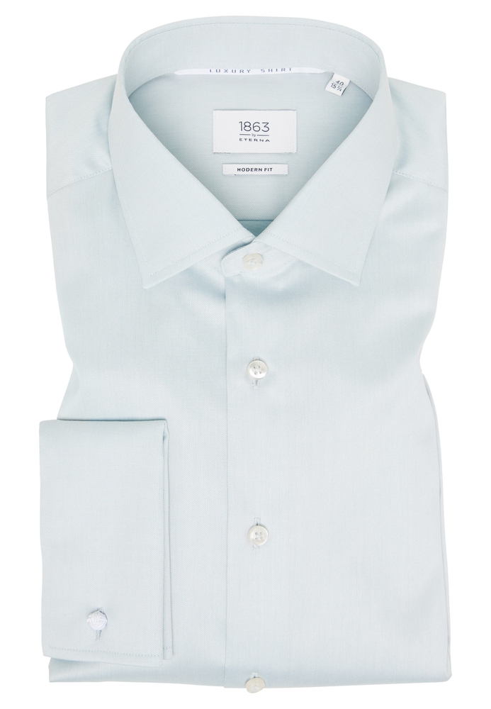 MODERN FIT Luxury Shirt in salbeigrün unifarben