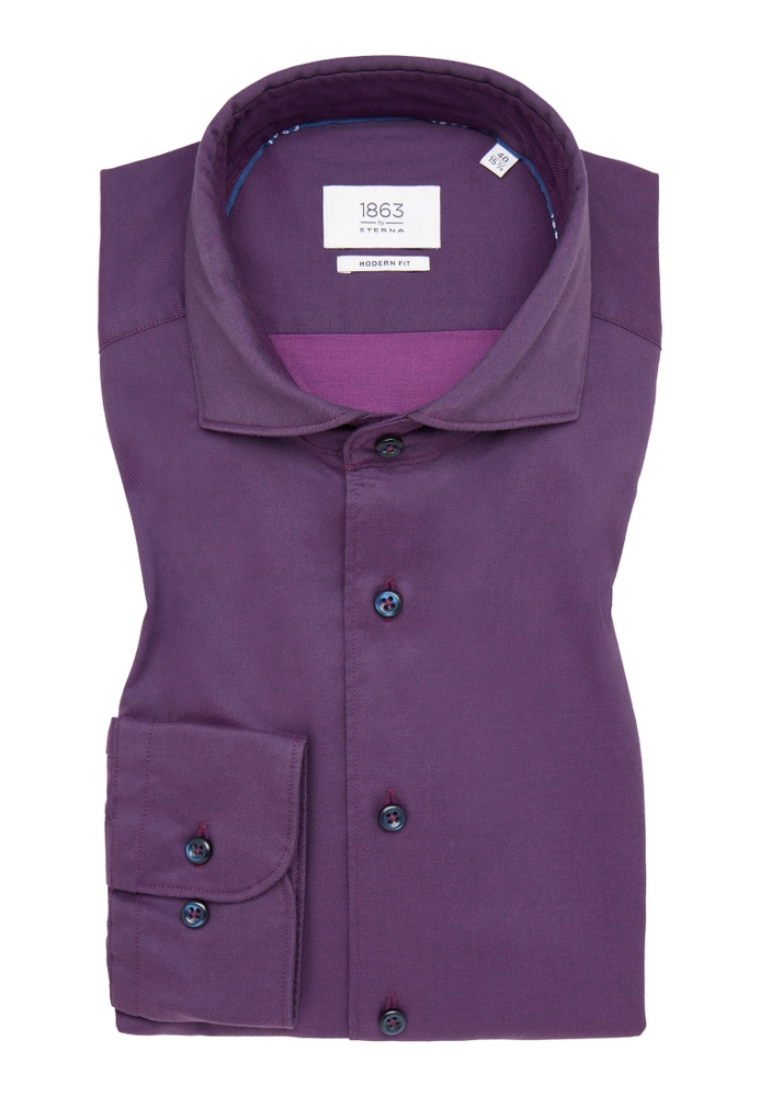 MODERN FIT Soft Luxury Shirt in burgunder unifarben