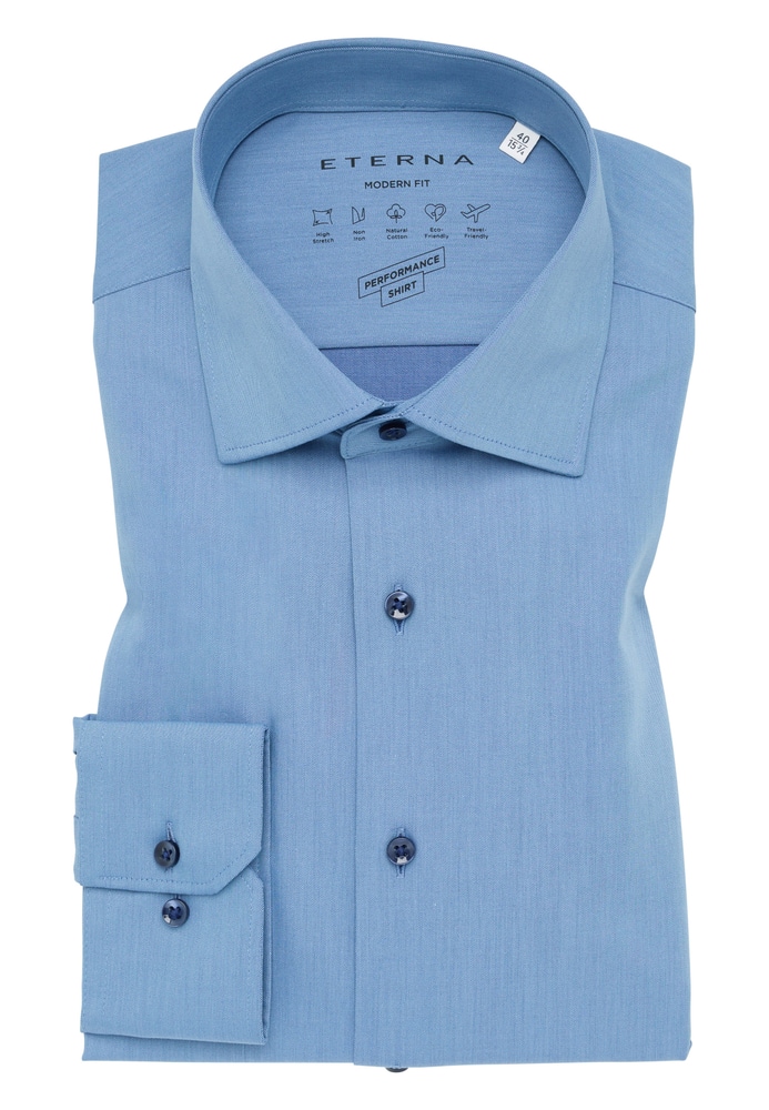 MODERN FIT Performance Shirt in denim unifarben