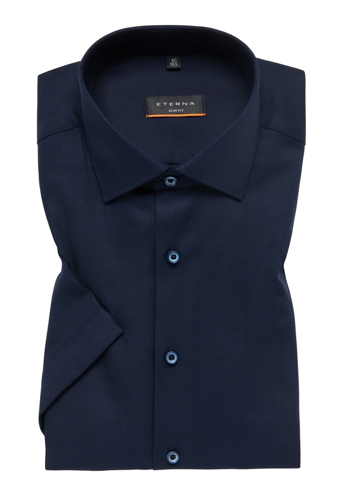 SLIM FIT Hemd in navy strukturiert