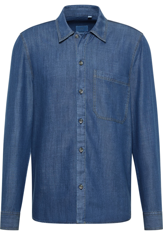 MODERN FIT Overshirt in mittelblau unifarben