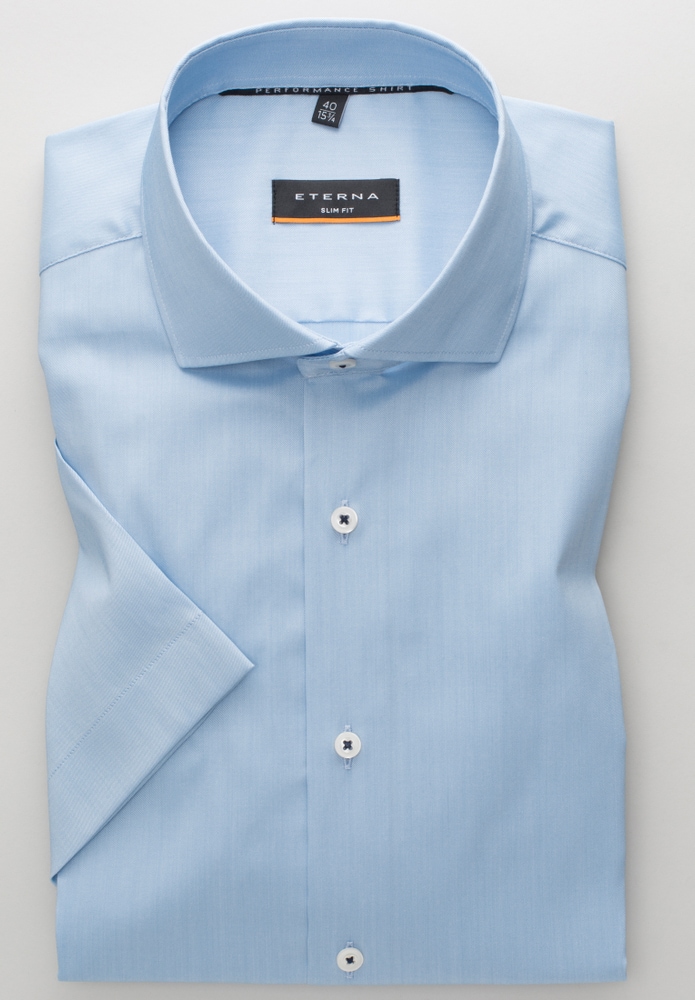 SLIM FIT Performance Shirt in hellblau unifarben