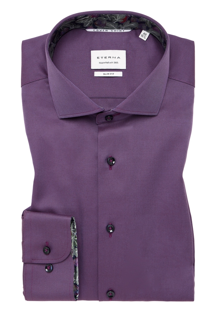 SLIM FIT Cover Shirt in lila unifarben