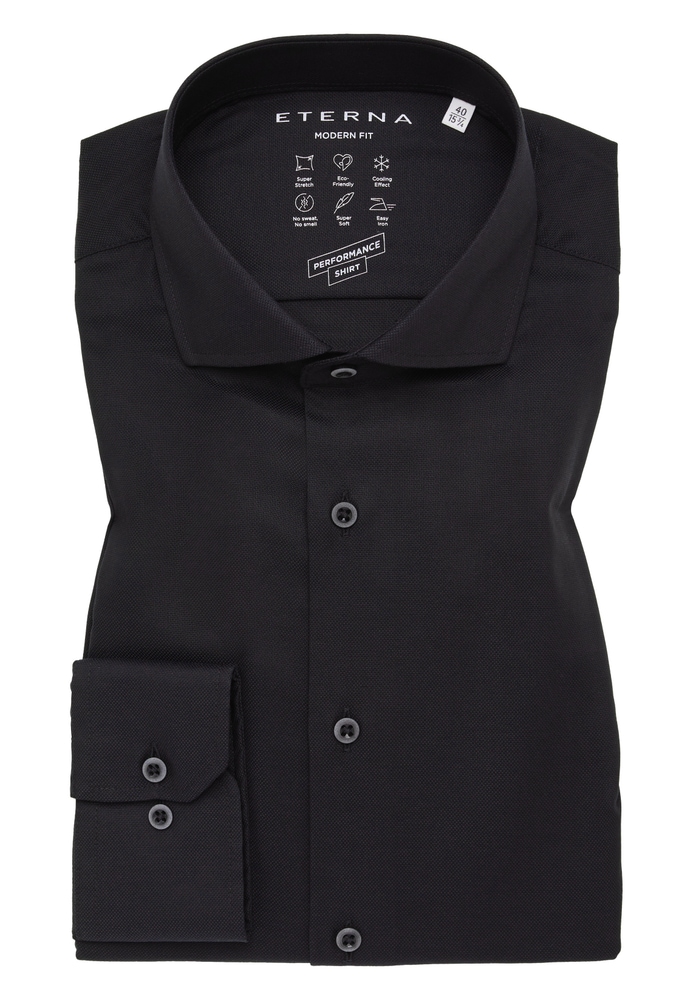 MODERN FIT Performance Shirt in schwarz strukturiert