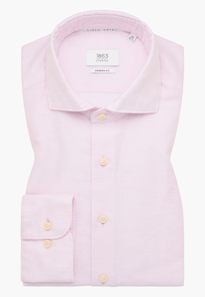 MODERN FIT Linen Shirt in rosa unifarben