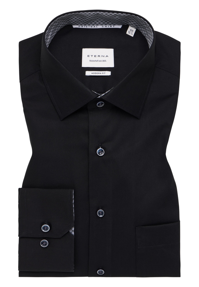 MODERN FIT Original Shirt in schwarz unifarben