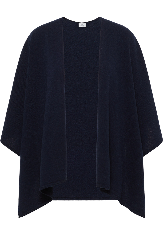 Strick Poncho in midnight unifarben