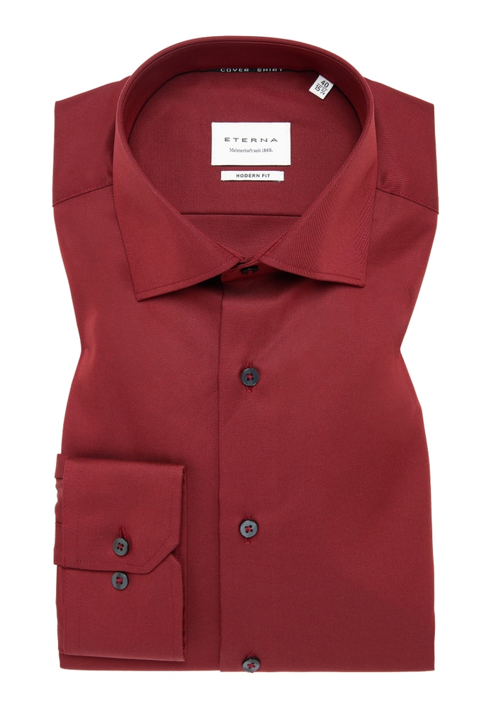 MODERN FIT Cover Shirt in dunkelrot unifarben