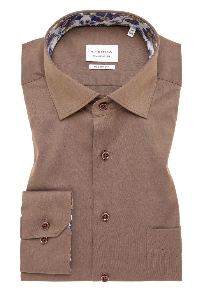 MODERN FIT Cover Shirt in chestnut unifarben