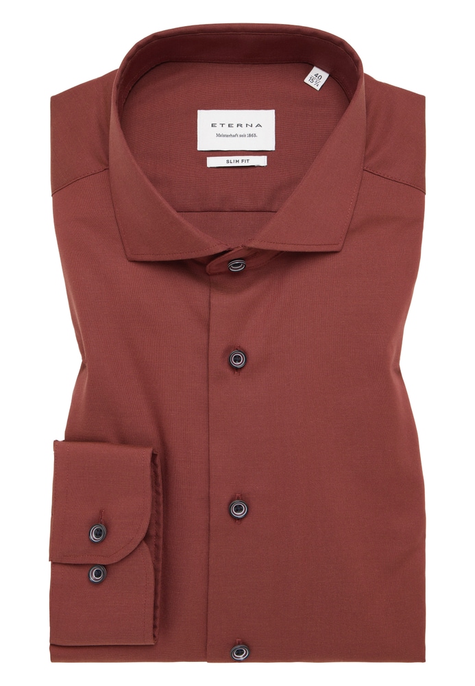 SLIM FIT Hemd in terracotta unifarben