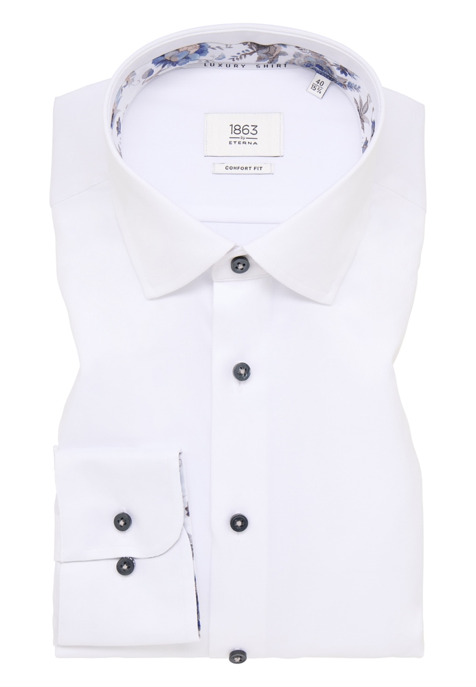 COMFORT FIT Luxury Shirt in weiß unifarben