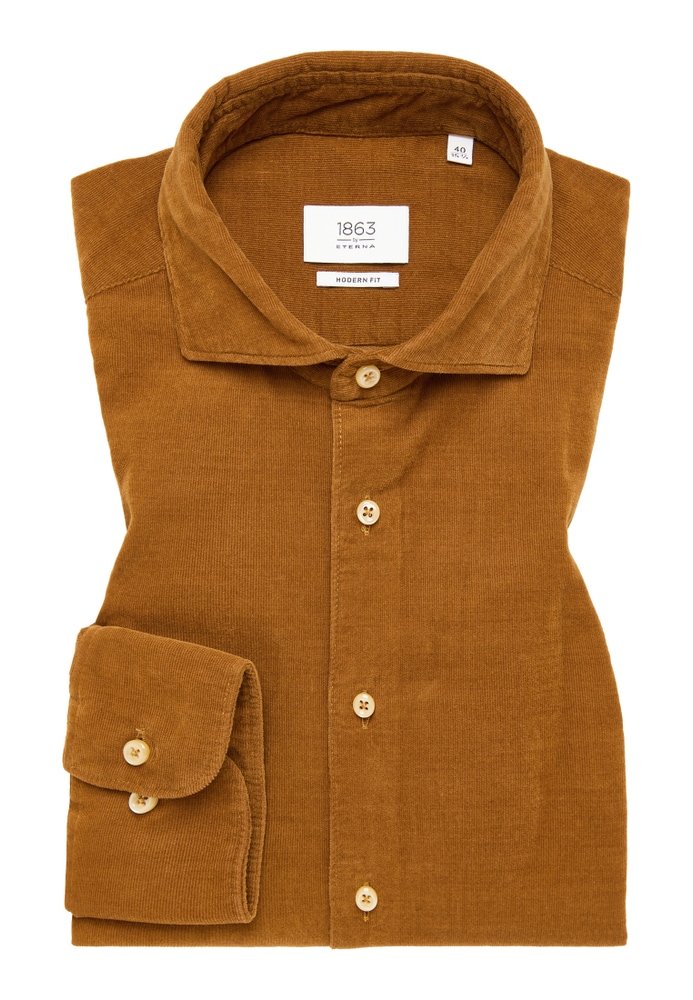 MODERN FIT Hemd in camel unifarben