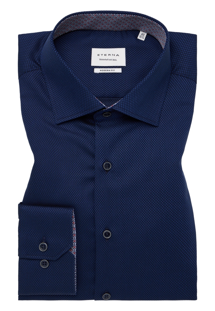 MODERN FIT Hemd in navy strukturiert