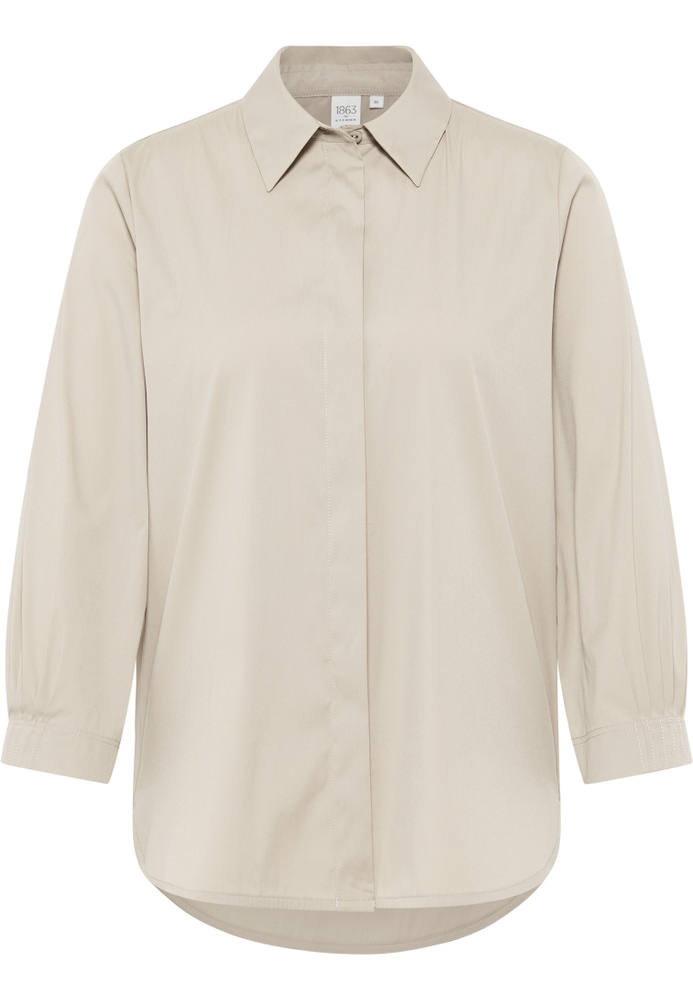 Signature Shirt Bluse in stone unifarben