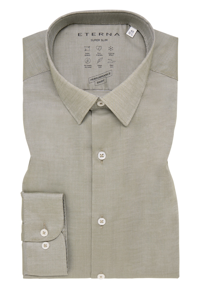 ETERNA Mode GmbH SUPER SLIM Performance Shirt in olive strukturiert