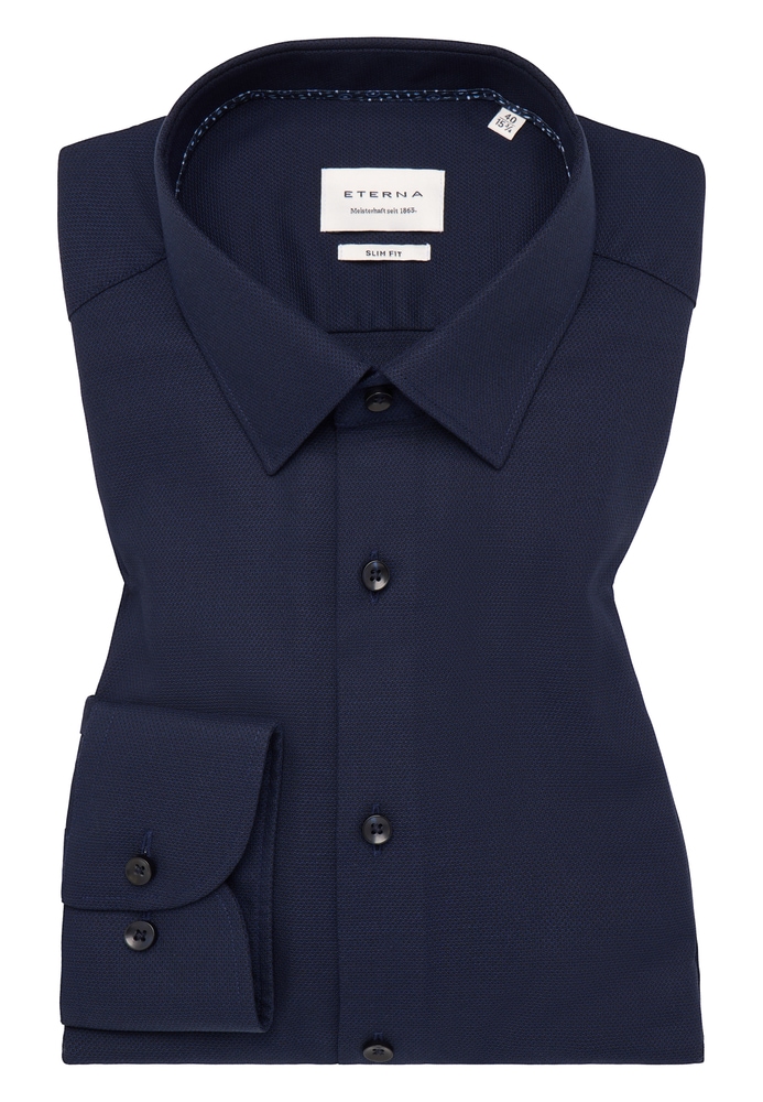 SLIM FIT Hemd in navy strukturiert