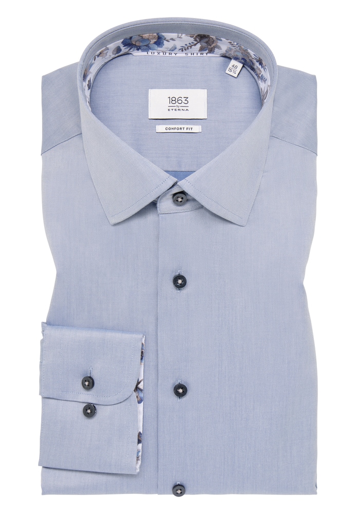 COMFORT FIT Luxury Shirt in blaugrau unifarben