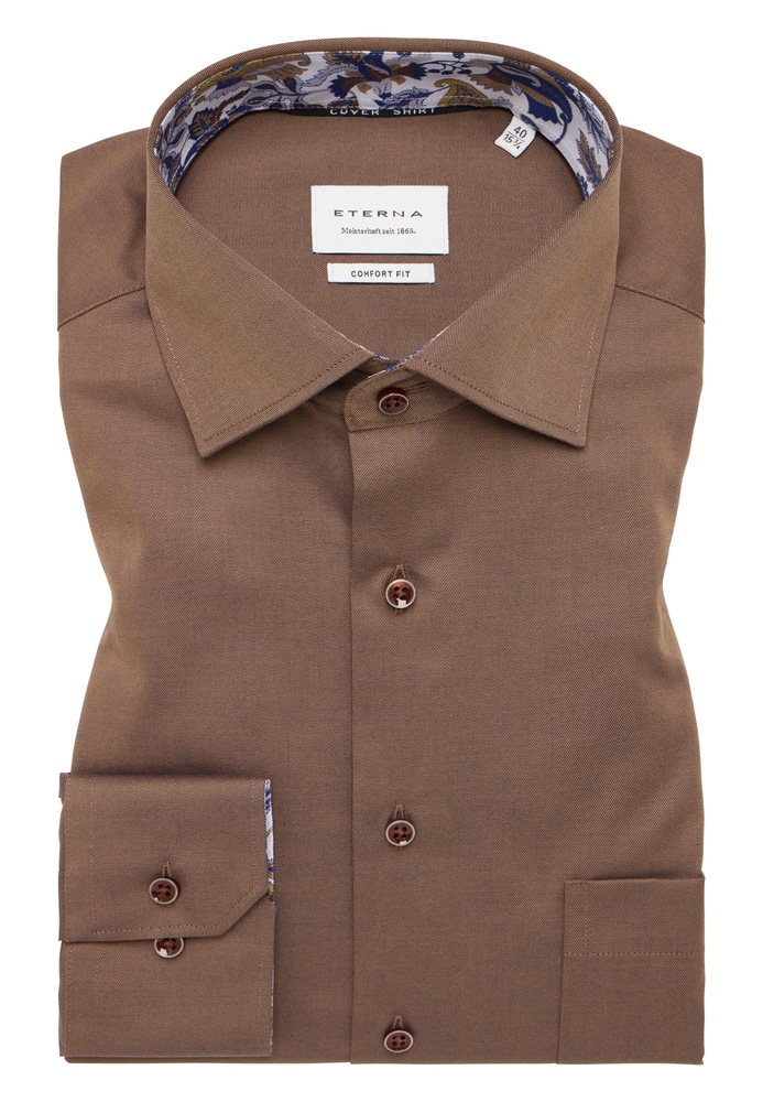 COMFORT FIT Cover Shirt in chestnut unifarben