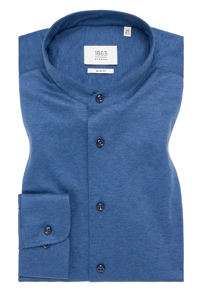 SLIM FIT Jersey Shirt in blau unifarben