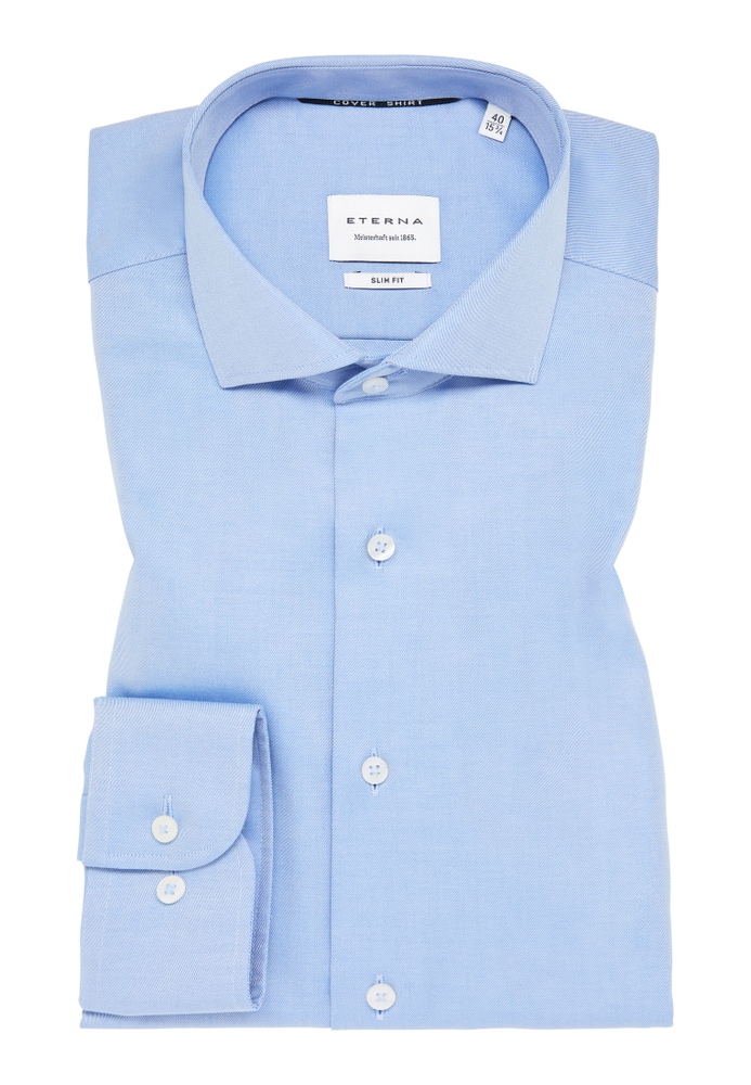 SLIM FIT Cover Shirt in blau unifarben