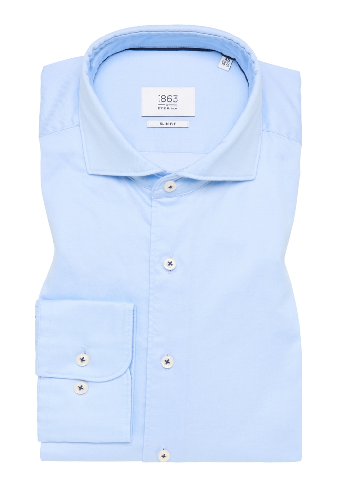 SLIM FIT Soft Luxury Shirt in hellblau unifarben