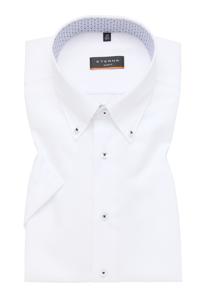 Image of ETERNA unifarbenes Oxford Kurzarmhemd SLIM FIT