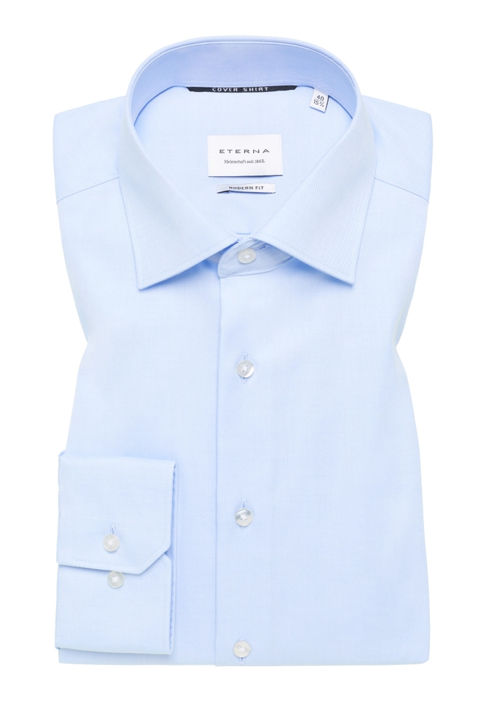 MODERN FIT Cover Shirt in hellblau unifarben