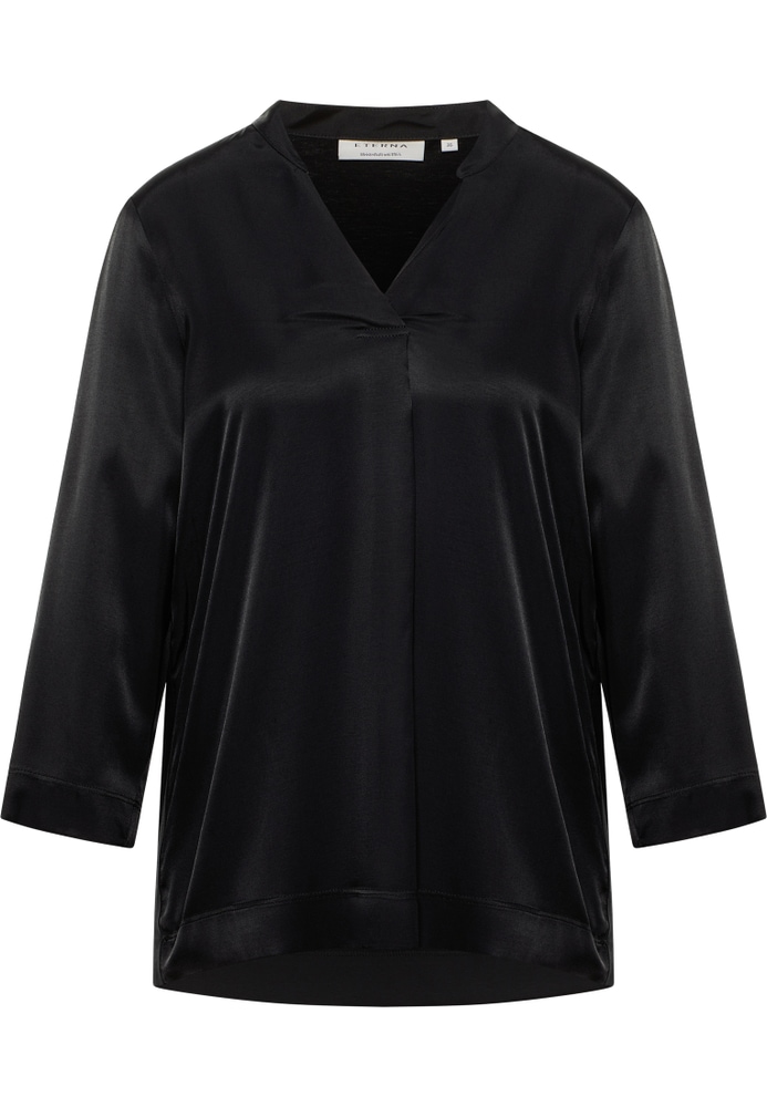 Viscose Shirt Bluse in schwarz unifarben