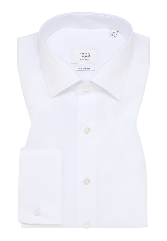 MODERN FIT Luxury Shirt in weiß unifarben