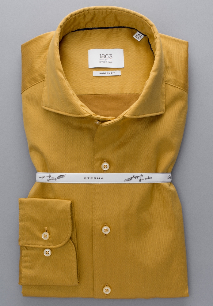 MODERN FIT Soft Luxury Shirt in gelb unifarben