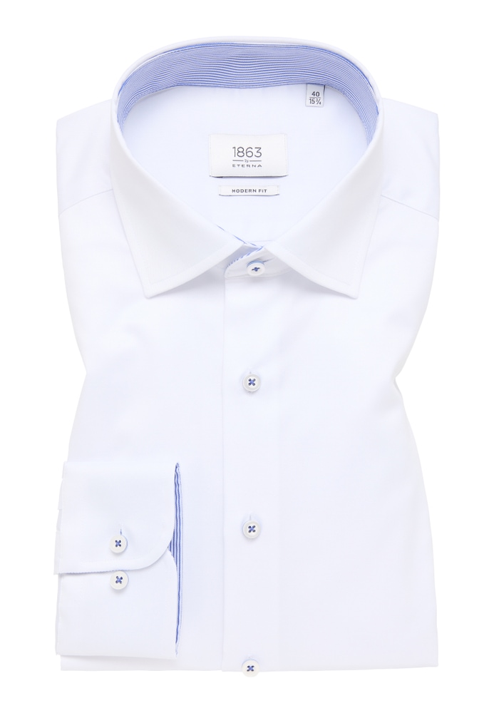 MODERN FIT Luxury Shirt in weiß unifarben