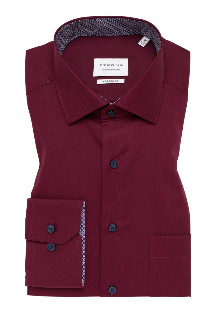 MODERN FIT Original Shirt in weinrot unifarben